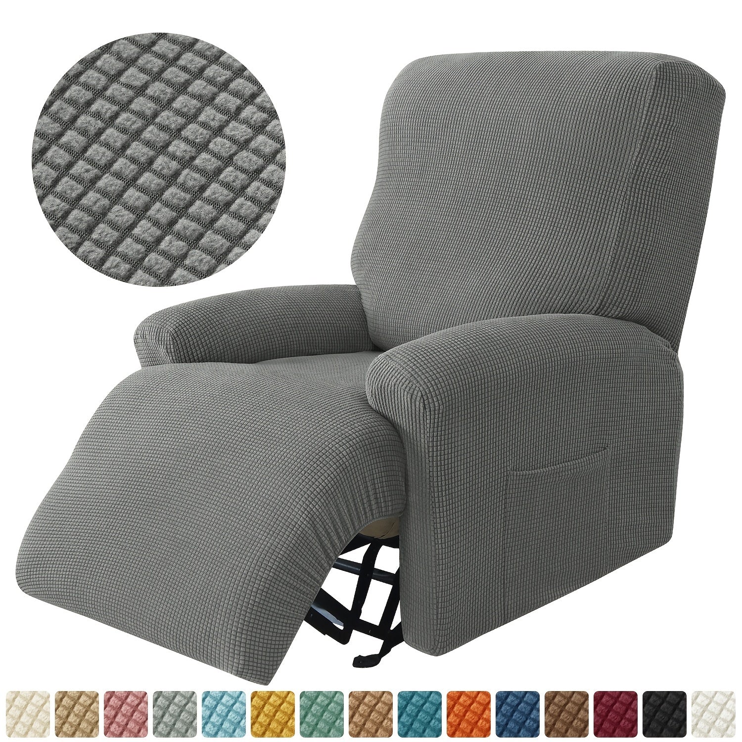 Jacquard Recliner Chair Slipcover Protector Set - 4pcs