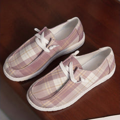 Women's Plaid Canvas Shoes Casual Sneakers Lace Up Outdoor All Match
