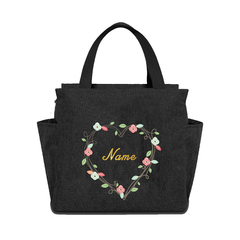 Insulated Lunch Bag Canvas Thermal Bento Box Handbag Large Capacity