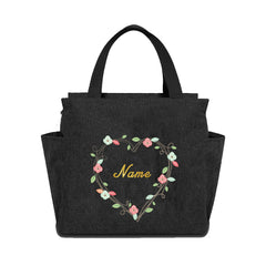 Insulated Lunch Bag Canvas Thermal Bento Box Handbag Large Capacity