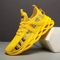 Men's Blade Sneakers Letter Print Lace Up Knitted Shoes