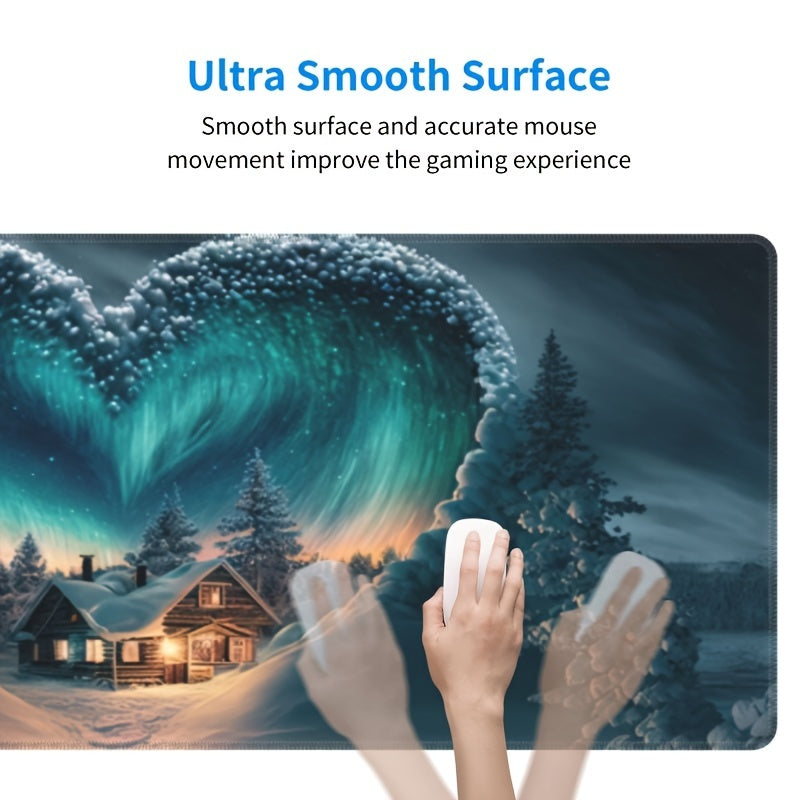 Northern Lights Love Extended Mouse Pad Non-Slip Base