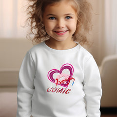 Girls Heart Pattern Crew Neck Long Sleeve Sweatshirt Spring Fall