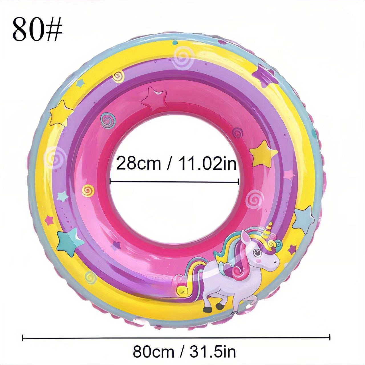 Baby Rainbow Horse Swimming Ring Inflatable Floating Ring