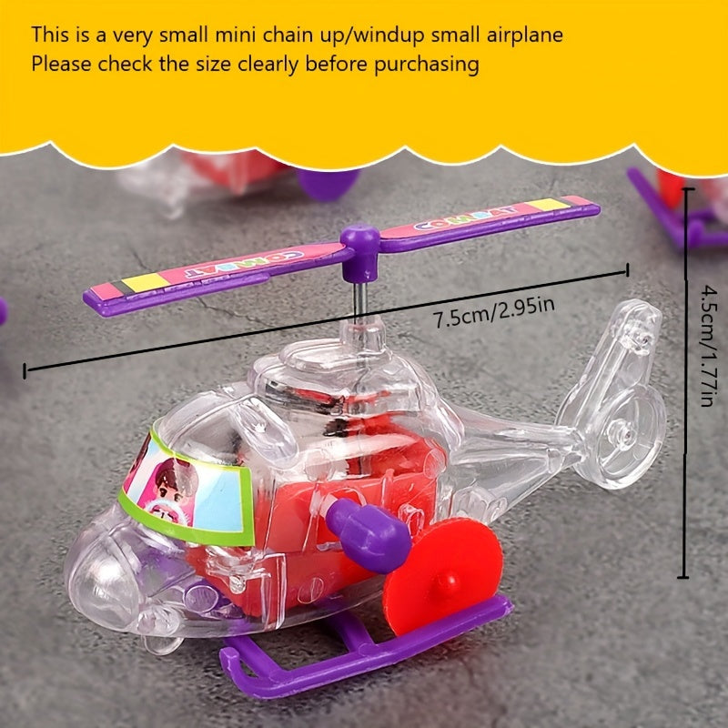 Wind Up Chain Transparent Airplane Helicopter Toy Party Small Gift