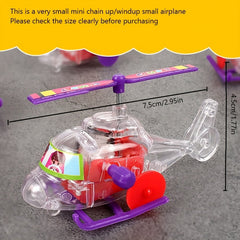 Wind Up Chain Transparent Airplane Helicopter Toy Party Small Gift