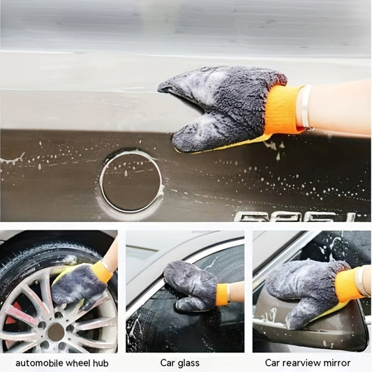 Coral Velvet Car Wash Bear Paw Gloves Cloth Towels