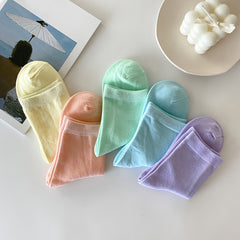 5 Pairs Solid Socks Women's Comfy & Breathable Mid Tube Stockings