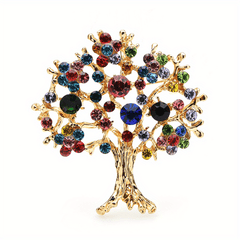 Multicolor Rhinestone Tree Brooch - Christmas Tree Party Office Casual Pins
