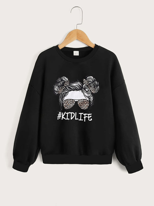 Kidlife Portrait Graphic Long Sleeve Sweatshirt Girls' Top