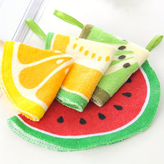4pcs Fruit Pattern Hanging Towel Absorbent Soft Towel For Bathroom