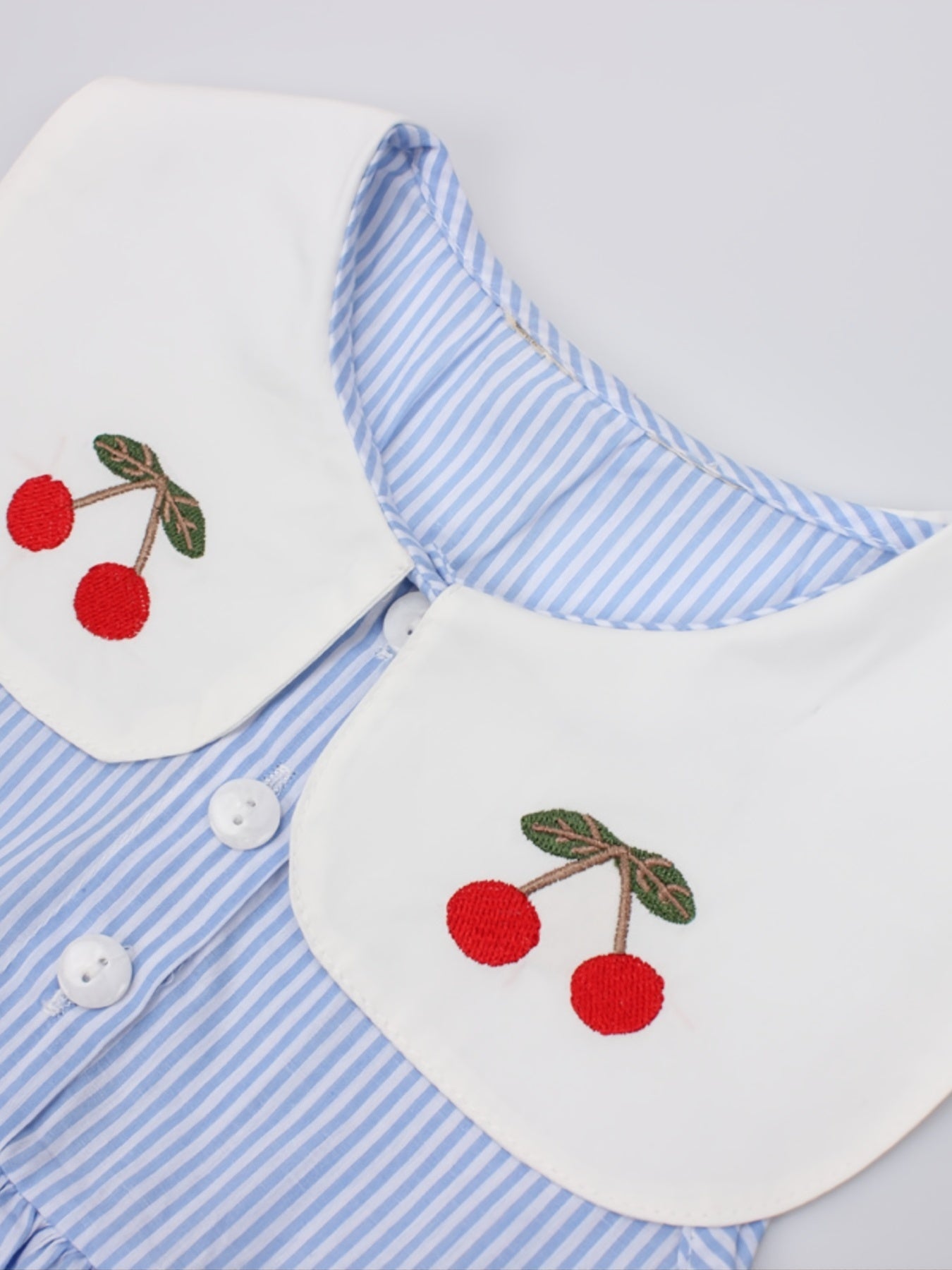 Toddler Girls Striped Sleeveless Dress with Cherry Decor