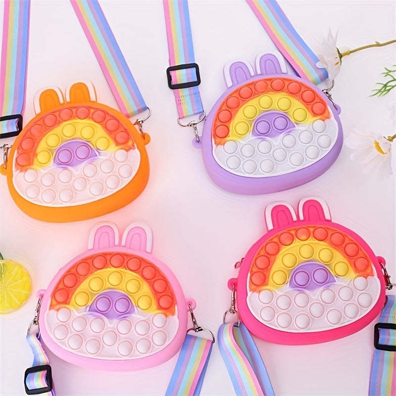 Colorful Rainbow Lucky Rabbit Ears Silicone Shoulder Bag For Girls