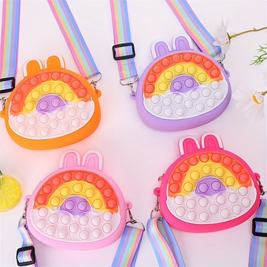 Colorful Rainbow Lucky Rabbit Ears Silicone Shoulder Bag For Girls