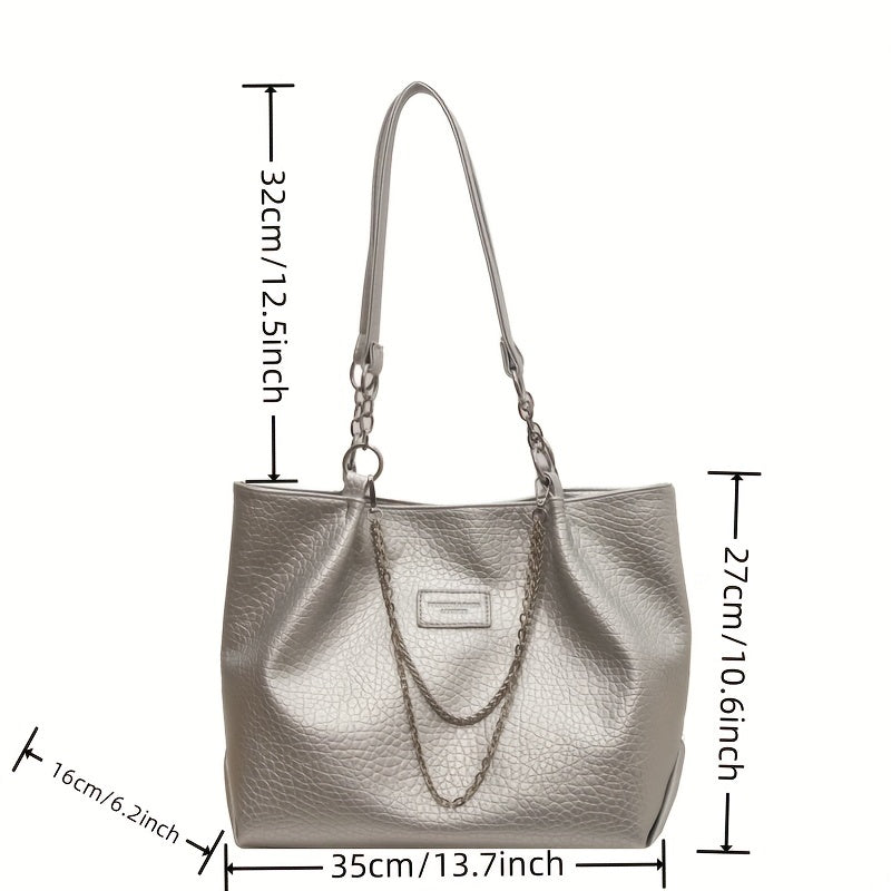 Lychee Pattern Tote Bag with Chain Decor