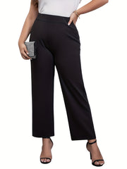  Solid Wide Leg Pants Women's Plus Wide Leg Pants