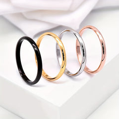 2 Stylish 2mm Stainless Steel Rings for Men and Women