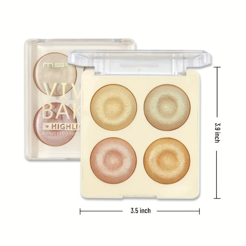 4-in-1 Pearly Highlighter Blush Powder Palette