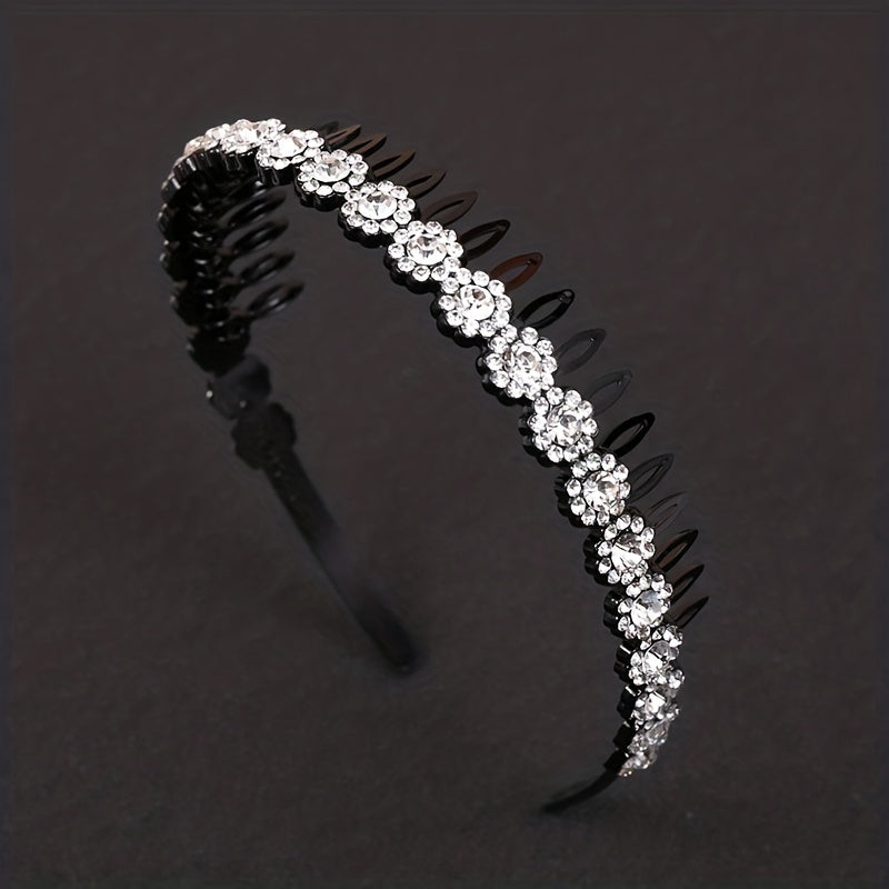 Colorful Rhinestone Flower Tooth Headband for Skincare and Makeup