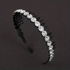 Colorful Rhinestone Flower Tooth Headband for Skincare and Makeup