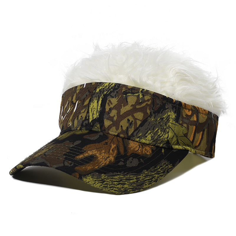 Men's Visor Hat With Wig