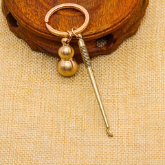 Portable Brass Ear Pick Keychain with Gourd Pendant