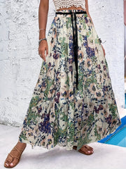Vintage High Waist Polka Dot Pleated Maxi Skirt