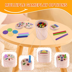 Wooden Sorting Pen Toy 4-in-1 Top Cover Shape Recognition