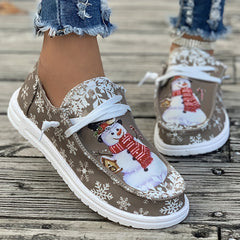 Women's Christmas Skate Shoes with Snowmen and Snowflakes