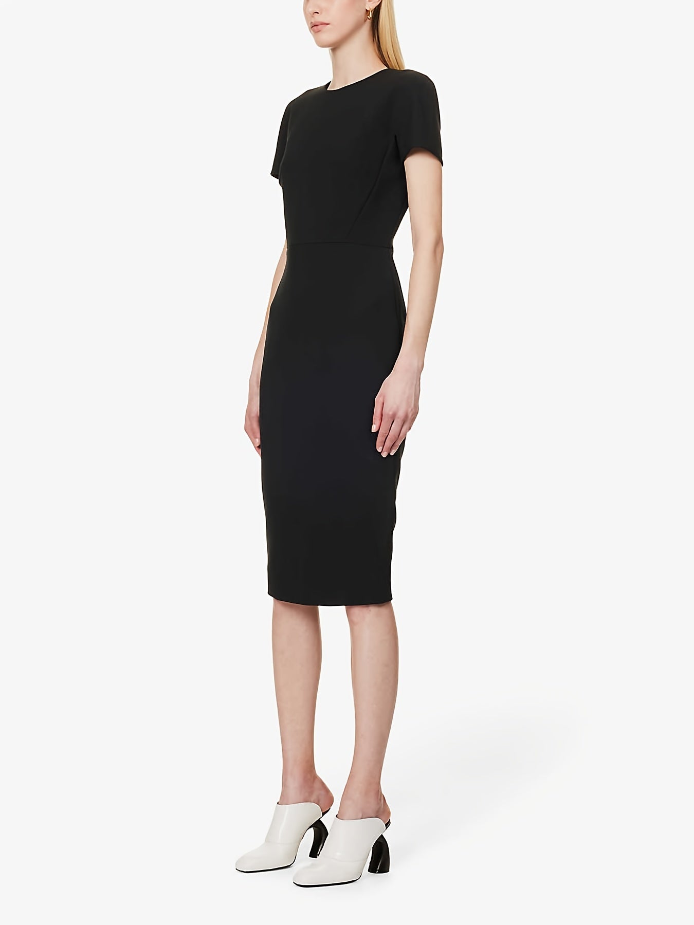 Solid Round Neck Tank Dress Slim Fit Stretch