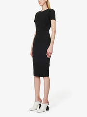  Solid Round Neck Tank Dress Slim Fit Stretch
