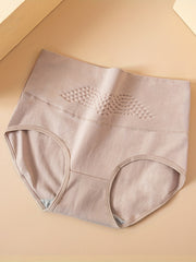 4pcs Dot Textured High Waist Panties Soft Intimates Lingerie Underwear