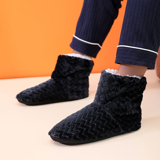 Men's Cozy Plush Bootie Slippers Winter Indoor Shoes