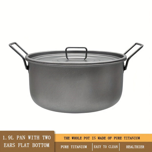 9L Titanium Pot with Foldable Handle & Lid for Camping - Outdoor Tableware