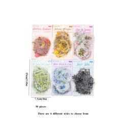 30pcs Ink Sticker Pack Retro Lace Flower Journal Decoration Material