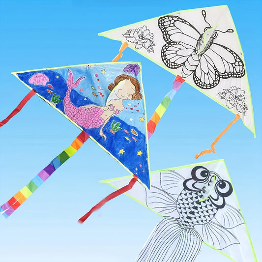 DIY Children's Kite | Hand-painted with Line Doodle Design