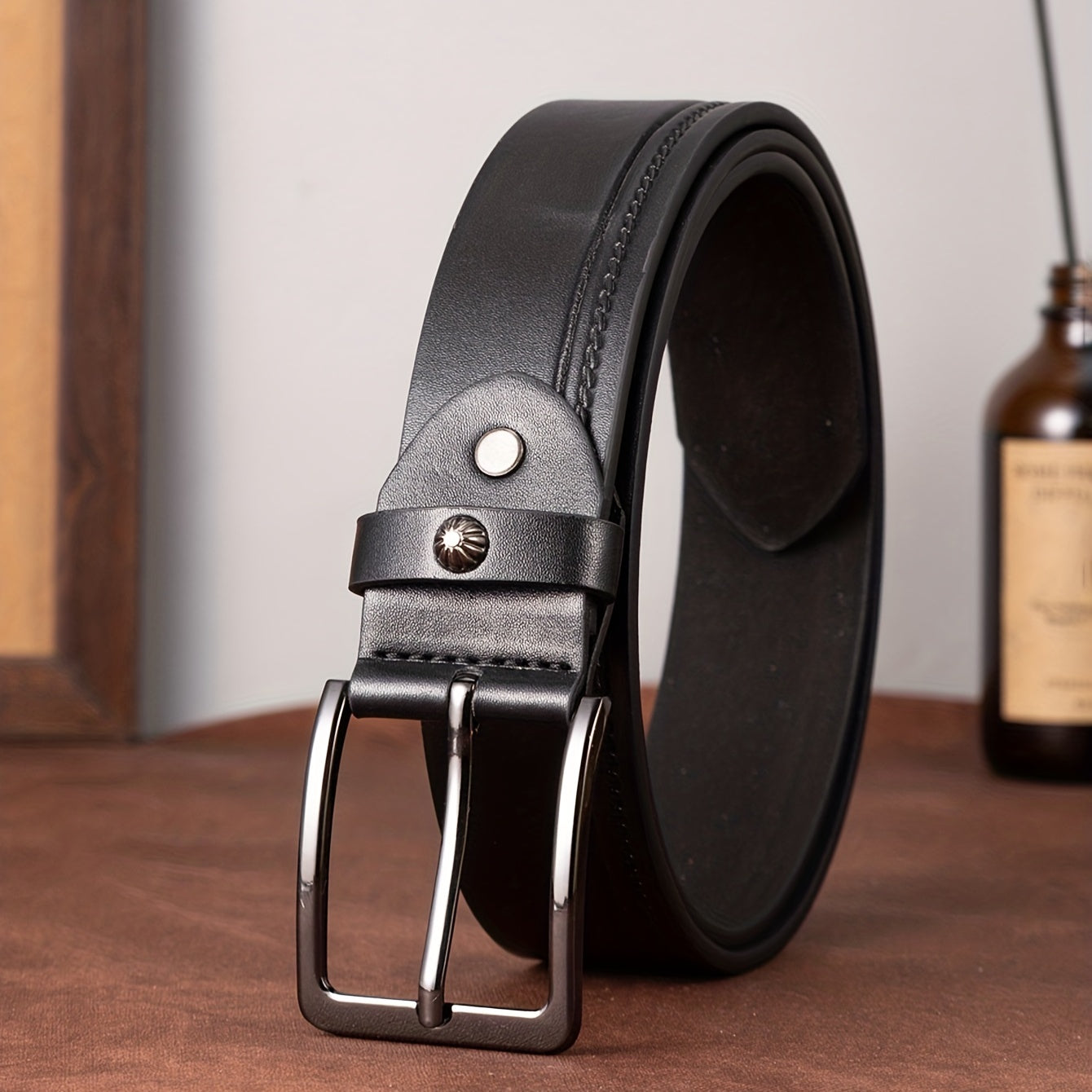 Men's Studded Core Formal Belt Casual Needle Buckle PU Leather Belt
