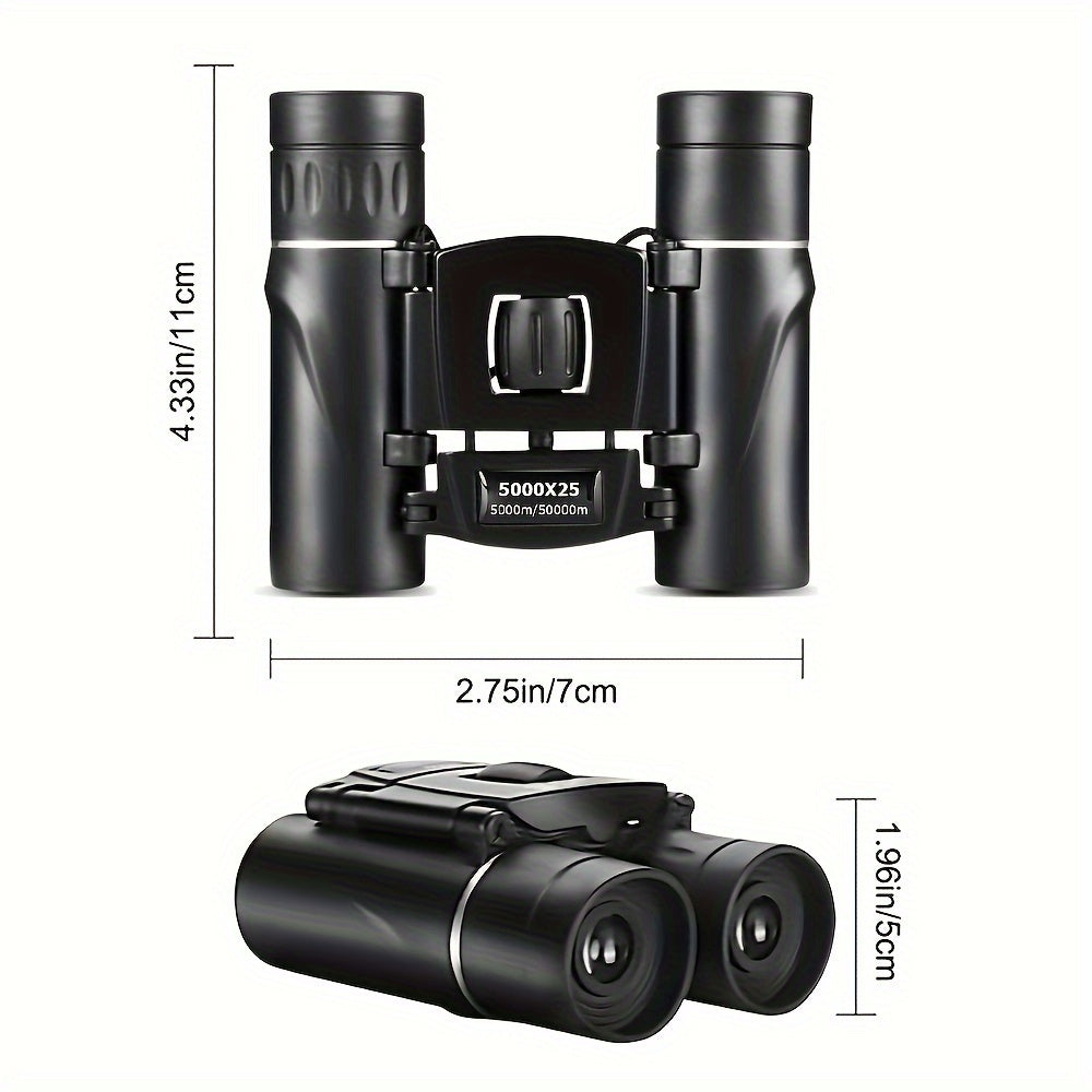 Compact HD Binoculars Bak4 Prism Portable Foldable Waterproof High Magnification