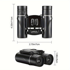 Compact HD Binoculars Bak4 Prism Portable Foldable Waterproof High Magnification