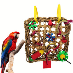 Colorful Building Block Toy & Climbing Hammock for Small Birds