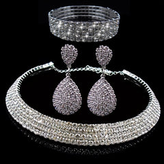 Exaggerated Wedding Jewelry Set Choker Necklace Earrings Bracelet