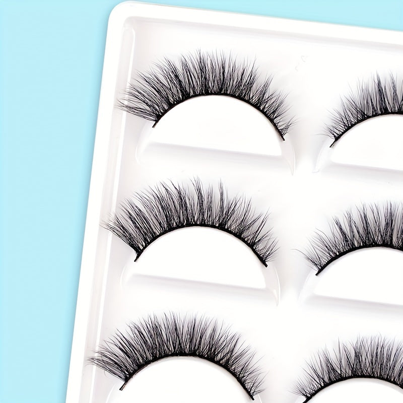 5 Pairs 3D Crisscross Lashes Natural Look Wispy Makeup Lashes Add Natural Volume