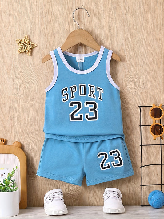 2pcs Baby Boys Casual SPORT Tank Top & Shorts Set for Summer