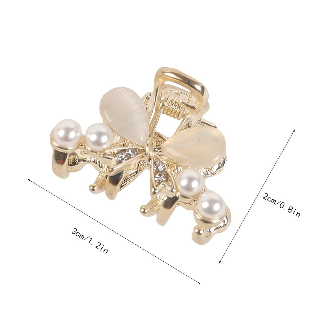 Rhinestone Bowknot Hair Claw Clip Golden Grip Hair Jaw Clip