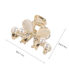 Rhinestone Bowknot Hair Claw Clip Golden Grip Hair Jaw Clip