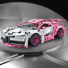 1332pcs Pink Supercar Model Kit DIY Assembly High ABS Plastic Stackable