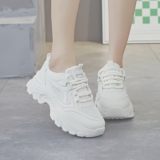 Anti Slip Thick Bottom Sporty Running Shoes Breathable Lace Up Dad Shoes