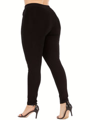  Solid Skinny Trousers High Rise Medium Stretch