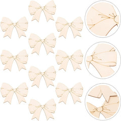 10pcs Bowknot Shaped Wooden Cutouts Wood Ornament for Crafts Projects
