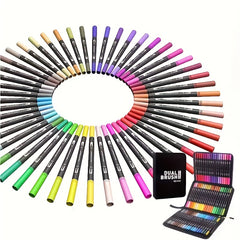 60 Dual Tip Brush Pens Set Fast Drying Water-Based Ink Markers for Adults